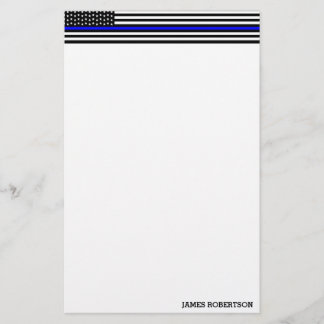 Thin Blue Line - American Flag Personalised Custom Stationery