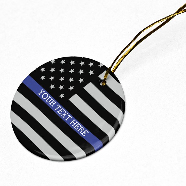 Thin Blue Line - American Flag Personalized Custom Ceramic Tree Decoration (Creator Uploaded)