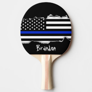 Thin Blue Line American Flag Ping Pong Paddle