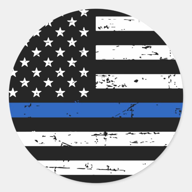 Thin Blue Line American Flag Police Classic Round Classic Round Sticker (Front)