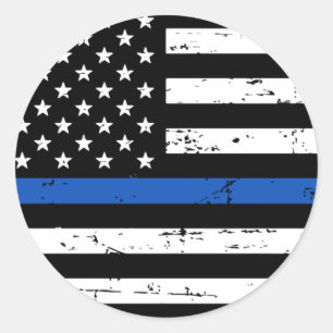 Thin Blue Line American Flag Police Classic Round Sticker