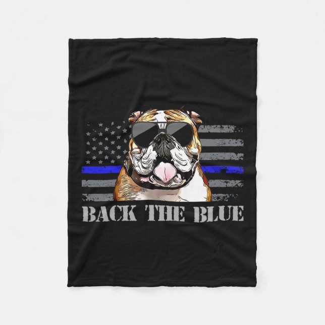 Thin Blue Line American Flag Police Dog  Fleece Blanket (Front)