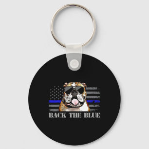 Thin Blue Line American Flag Police Dog Key Ring