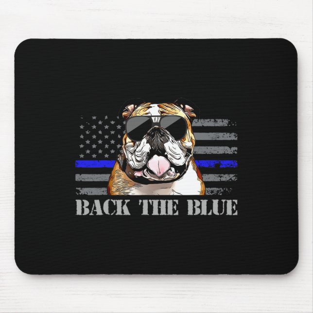 Thin Blue Line American Flag Police Dog  Mouse Mat (Front)