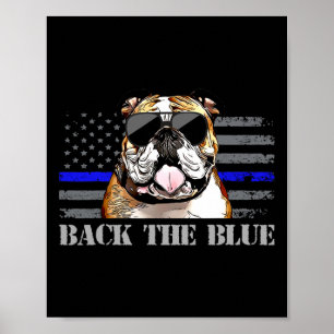Thin Blue Line American Flag Police Dog  Poster