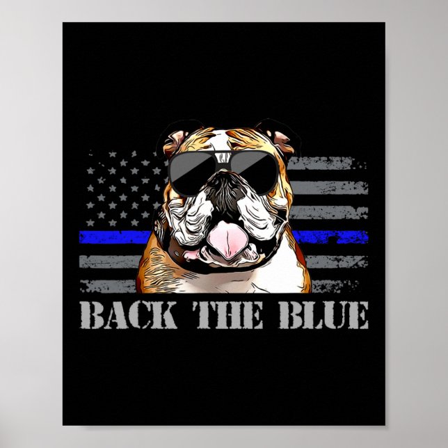 Thin Blue Line American Flag Police Dog  Poster (Front)