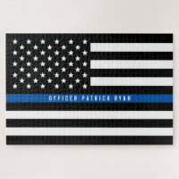 Thin Blue Line American Flag Police Monogram