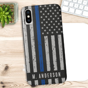 Thin Blue Line - American Flag - Police Officer iPhone X Case