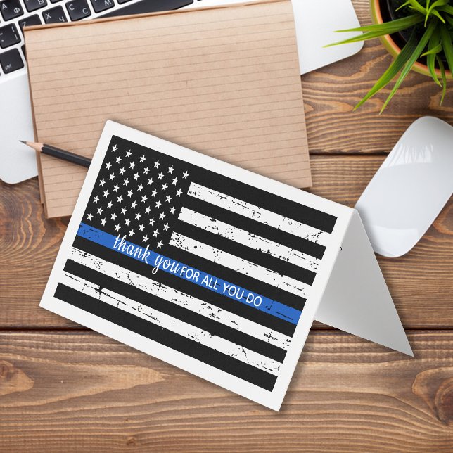 Thin Blue Line American Flag Police Thank You Business Card (Creator Uploaded)