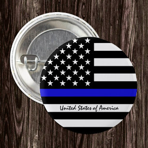 Thin Blue Line & American Flag police / USA office 3 Cm Round Badge