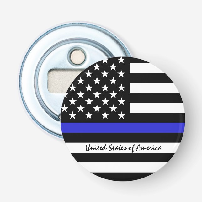 Thin Blue Line & American Flag police / USA office Bottle Opener (Front)