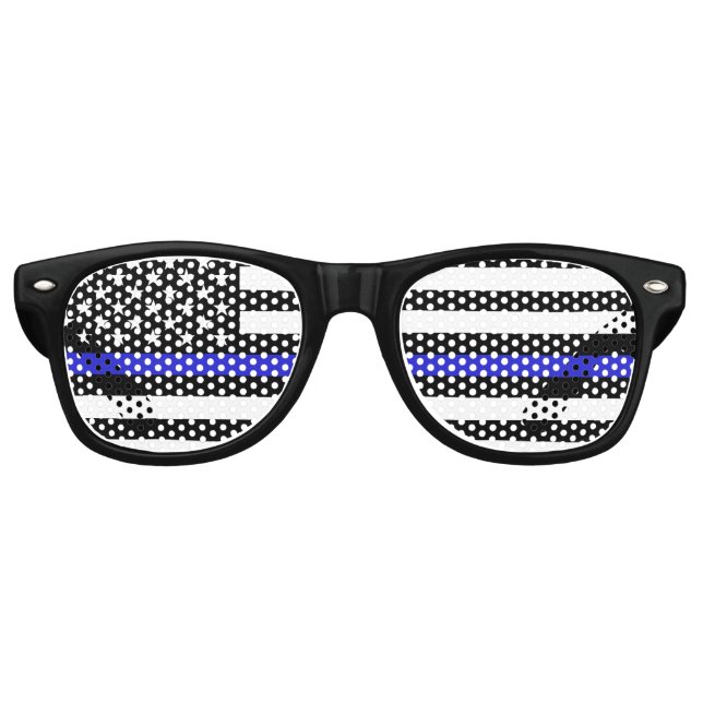 Thin Blue Line & American Flag police / USA office Retro Sunglasses (Front)