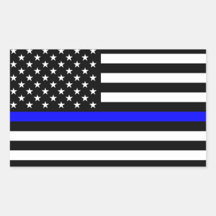 Thin Blue Line American Flag Rectangular Sticker