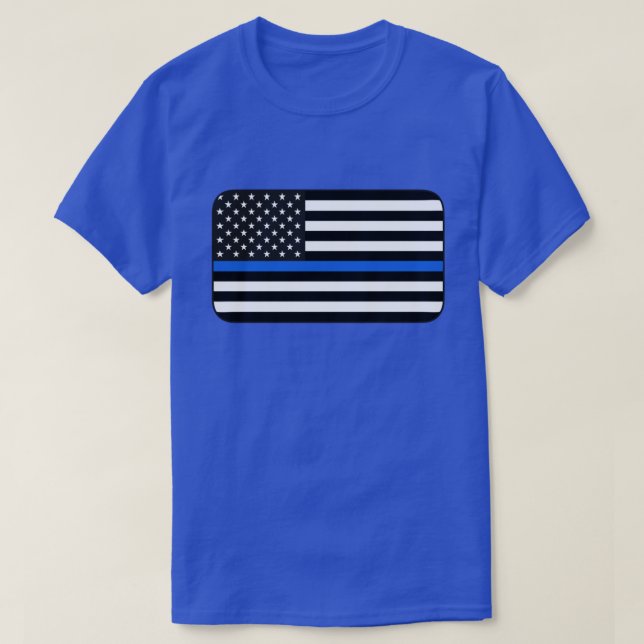 Thin Blue Line American Flag T-Shirt (Design Front)