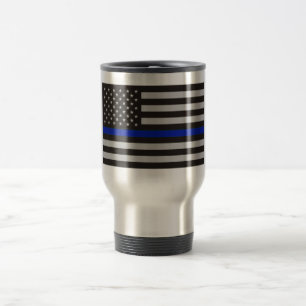 THIN BLUE LINE AMERICAN FLAG TRAVEL MUG