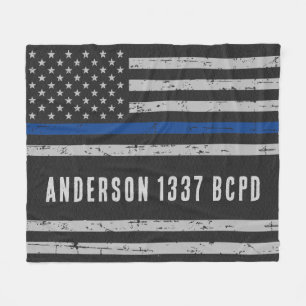 Thin Blue Line - American Flag USA - Police Mum Fleece Blanket