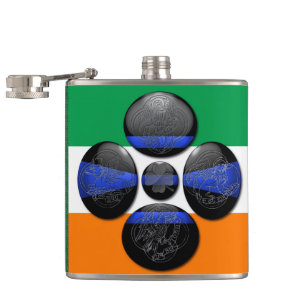 Thin Blue Line and Six Irish Symbols Hip Flask