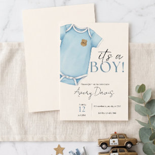 Thin Blue Line Baby Shower Invitation, Police Invitation
