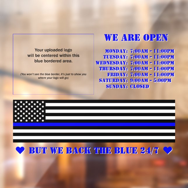 [Thin Blue Line] Back the Blue Business Window Cling (Sheet 2)