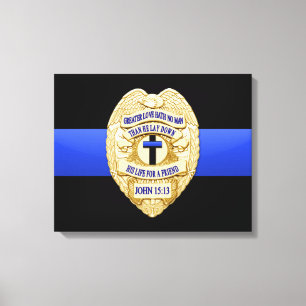 Thin Blue Line & Badge Canvas Print