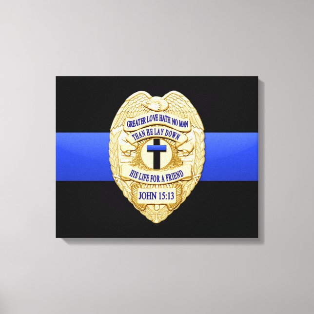 Thin Blue Line & Badge Canvas Print (Front)