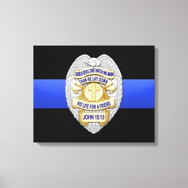 Thin Blue Line & Badge Canvas Print (Front)