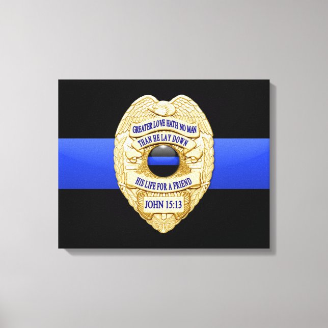 Thin Blue Line & Badge Canvas Print (Front)
