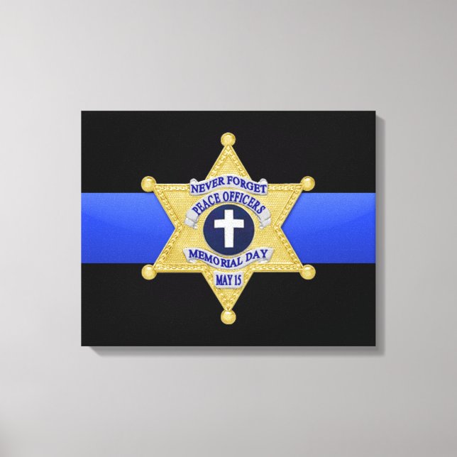 Thin Blue Line & Badge Canvas Print (Front)