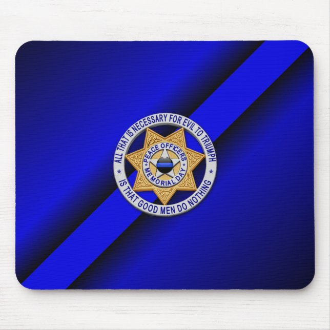 Thin Blue Line Badge Mouse Mat (Front)