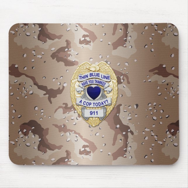 Thin Blue Line Badge Mouse Mat (Front)