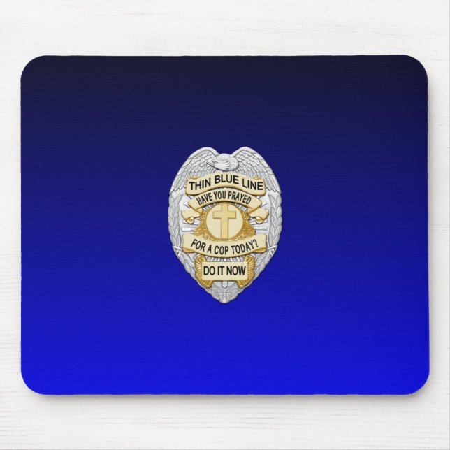Thin Blue Line Badge Mouse Mat (Front)