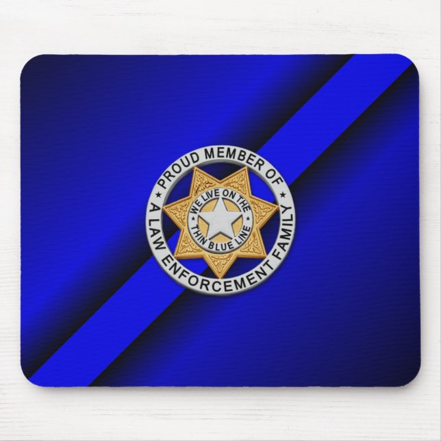 Thin Blue Line Badge Mouse Mat (Front)