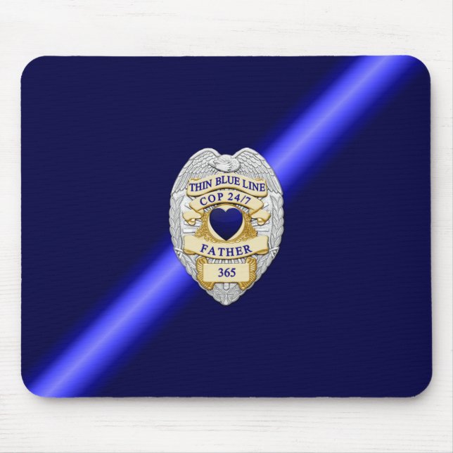 Thin Blue Line Badge Mouse Mat (Front)