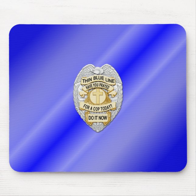 Thin Blue Line Badge Mouse Mat (Front)