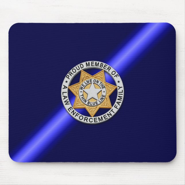 Thin Blue Line Badge Mouse Mat (Front)