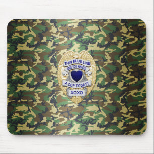 Thin Blue Line Badge Mouse Mat