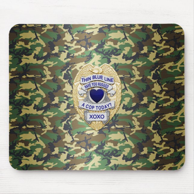 Thin Blue Line Badge Mouse Mat (Front)