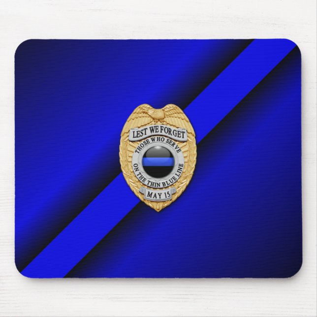 Thin Blue Line Badge Mouse Mat (Front)