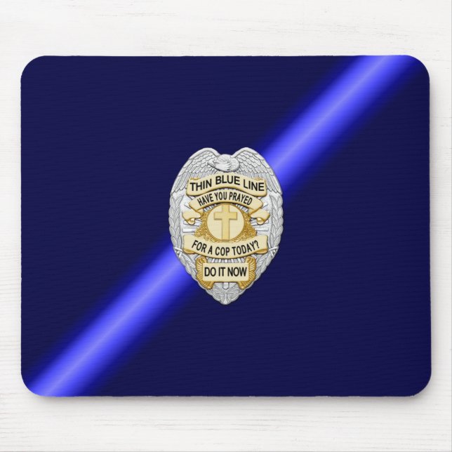 Thin Blue Line Badge Mouse Mat (Front)