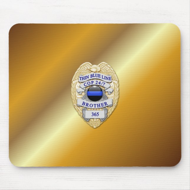 Thin Blue Line Badge Mouse Mat (Front)