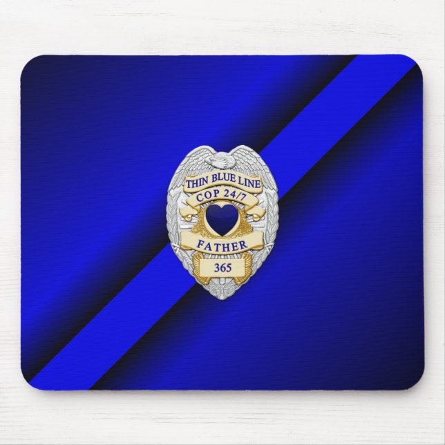 Thin Blue Line Badge Mouse Mat (Front)