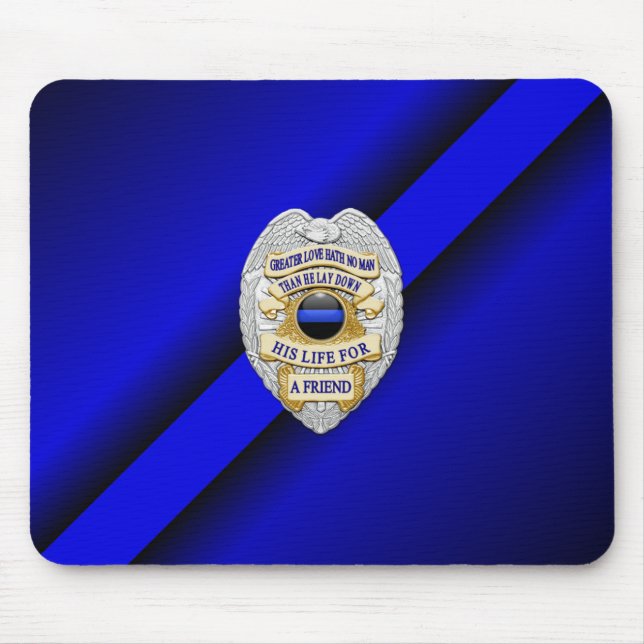 Thin Blue Line Badge Mouse Mat (Front)