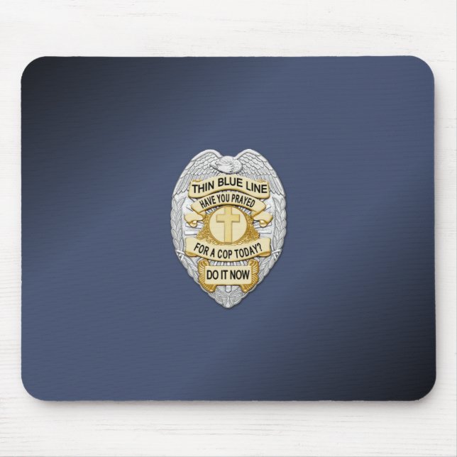 Thin Blue Line Badge Mouse Mat (Front)