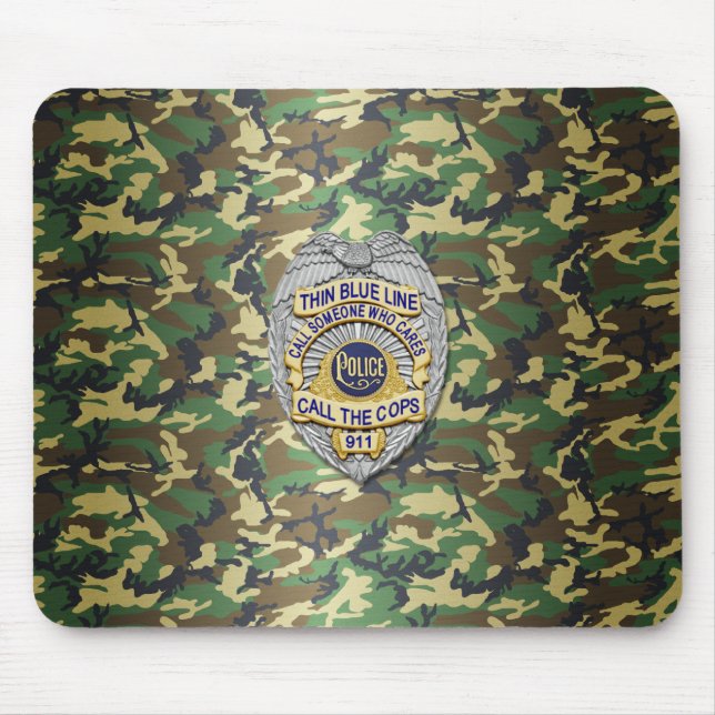 Thin Blue Line Badge Mouse Mat (Front)