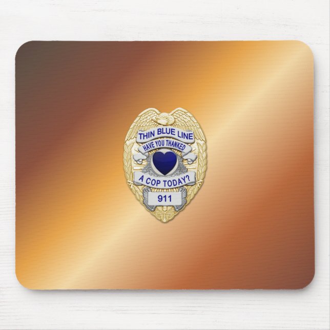 Thin Blue Line Badge Mouse Mat (Front)