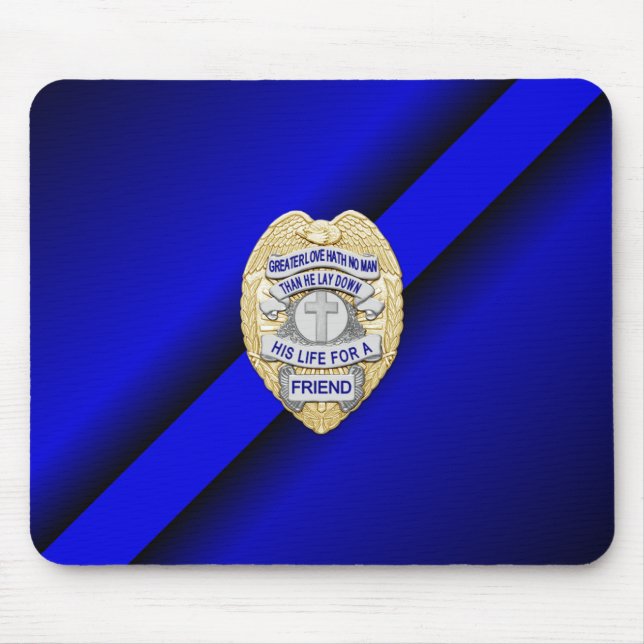 Thin Blue Line Badge Mouse Mat (Front)