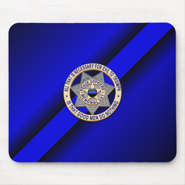 Thin Blue Line Badge Mouse Mat (Front)