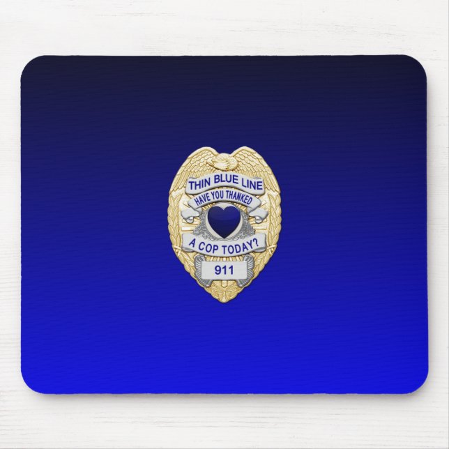 Thin Blue Line Badge Mouse Mat (Front)