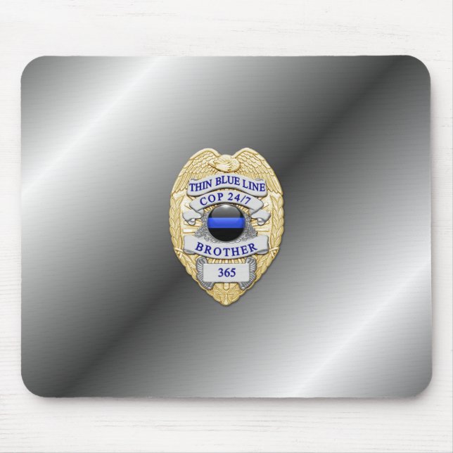 Thin Blue Line Badge Mouse Mat (Front)