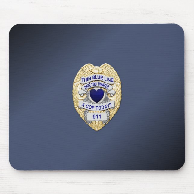 Thin Blue Line Badge Mouse Mat (Front)